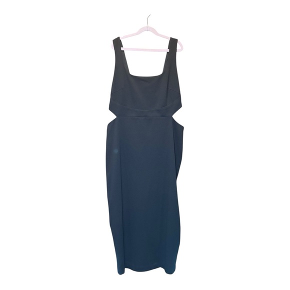 EXPRESS Black Square Neck Sleeveless Cutout Midi Sheath Dress M NWT - Picture 12 of 13